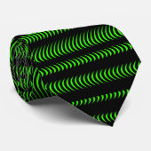 Zwarte Wavy Lines - Groen Stropdas (Opgerold)
