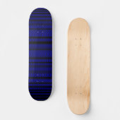 Zwarte Wavy Lines - op Blauw Skateboard (Voorkant)