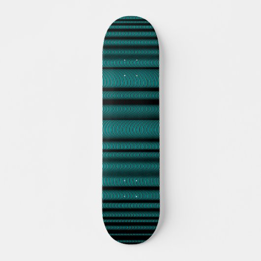 Zwarte Wavy Lines - op Cyaan Skateboard (Voorkant)