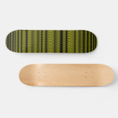 Zwarte Wavy Lines - op geel Skateboard (Horizontaal)