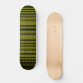 Zwarte Wavy Lines - op geel Skateboard (Voorkant)