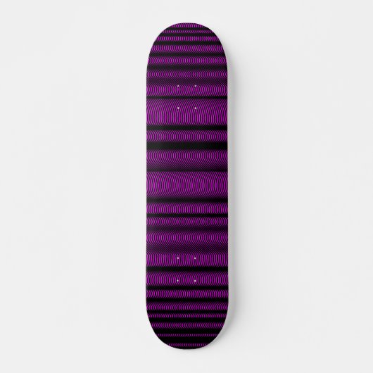 Zwarte Wavy Lines - op magenta Skateboard (Voorkant)