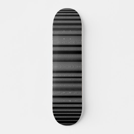 Zwarte Wavy Lines - op wit Skateboard (Voorkant)