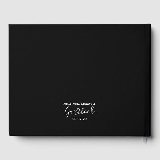 Zwarte Weddenschap | Eenvoudige minimale legant Gastenboek (Achterkant)