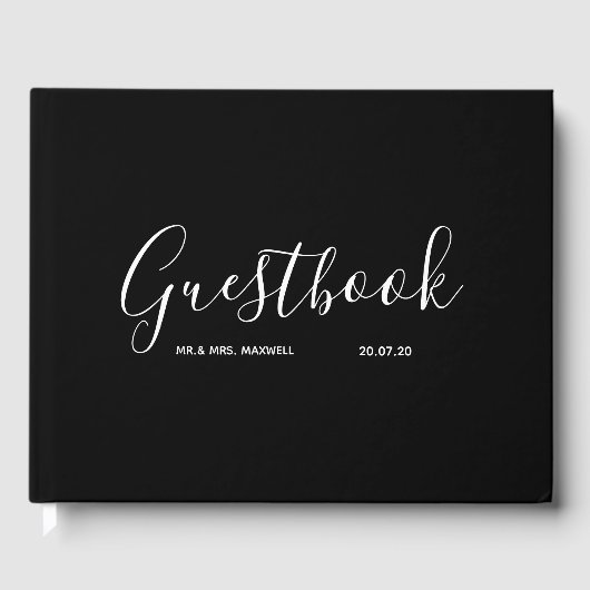 Zwarte Weddenschap | Eenvoudige minimale legant Gastenboek (Voorkant)