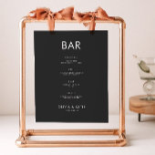 Zwarte Wedding Bar Menu Sign Sjabloon Poster