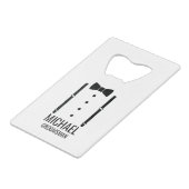 Zwarte Wedding Bow Stropdas Gepersonaliseerde Groo Creditkaart Flessenopener (Voorkant Gekanteld)