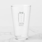Zwarte Wedding Bow Stropdas Gepersonaliseerde Groo Glas (Achterkant)