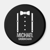Zwarte Wedding Bow Stropdas Gepersonaliseerde Groo Magneet (Voorkant)