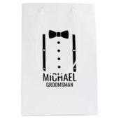 Zwarte Wedding Bow Stropdas Gepersonaliseerde Groo Medium Cadeauzakje (Voorkant)