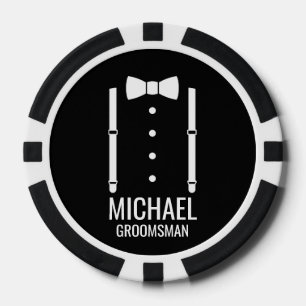 Zwarte Wedding Bow Stropdas Gepersonaliseerde Groo Poker Chips