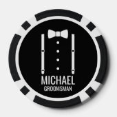 Zwarte Wedding Bow Stropdas Gepersonaliseerde Groo Poker Chips (Achterkant)