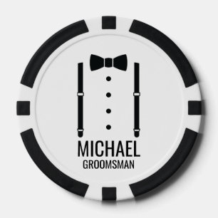 Zwarte Wedding Bow Stropdas Gepersonaliseerde Groo Poker Chips