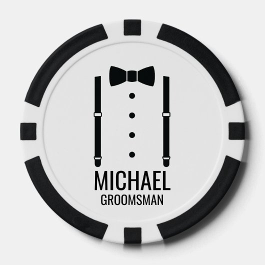 Zwarte Wedding Bow Stropdas Gepersonaliseerde Groo Poker Chips (Voorkant)