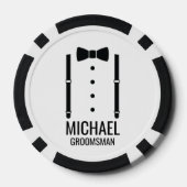 Zwarte Wedding Bow Stropdas Gepersonaliseerde Groo Poker Chips (Achterkant)