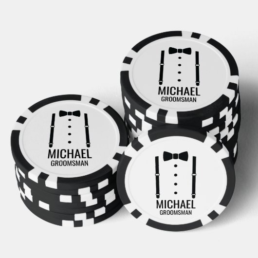 Zwarte Wedding Bow Stropdas Gepersonaliseerde Groo Poker Chips (Opstapeling)