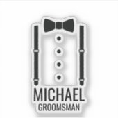 Zwarte Wedding Bow Stropdas Gepersonaliseerde Groo Sticker (Voorkant)