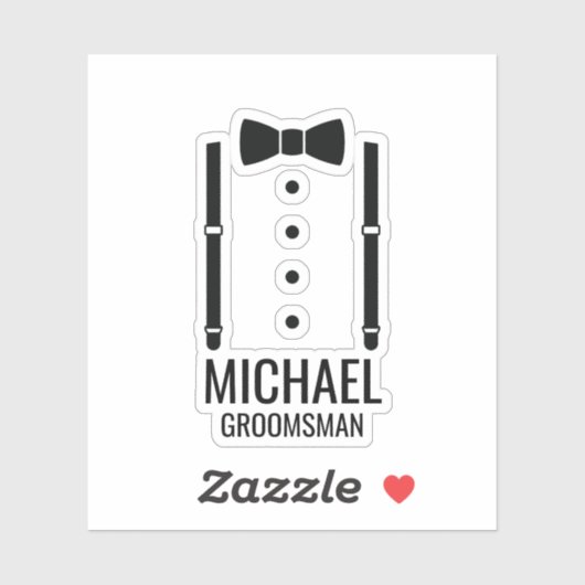 Zwarte Wedding Bow Stropdas Gepersonaliseerde Groo Sticker (Vel)