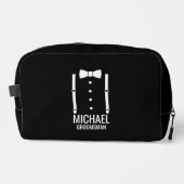 Zwarte Wedding Bow Stropdas Gepersonaliseerde Groo Toilettasje (Voorkant)