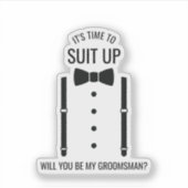 Zwarte Wedding Bow Stropdas Groomsman Proposal Sti Sticker (Voorkant)