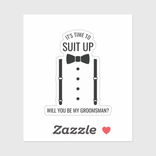 Zwarte Wedding Bow Stropdas Groomsman Proposal Sti Sticker (Vel)