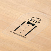 Zwarte Wedding Bow Stropdas Groomsman Voorstel Acryl Uitnodigingen (Laagn)