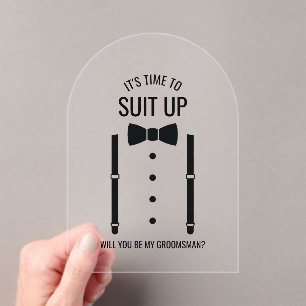 Zwarte Wedding Bow Stropdas Groomsman Voorstel Acryl Uitnodigingen