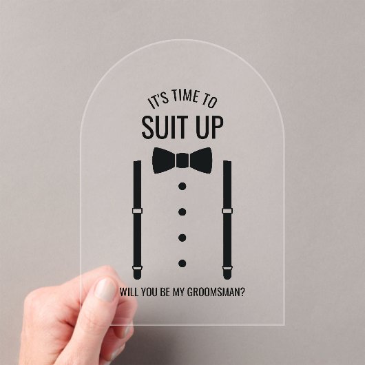 Zwarte Wedding Bow Stropdas Groomsman Voorstel Acryl Uitnodigingen (Insitu (Draagbaar))