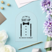 Zwarte Wedding Bow Stropdas Groomsman Voorstel Acryl Uitnodigingen (Insitu (Huwelijk))