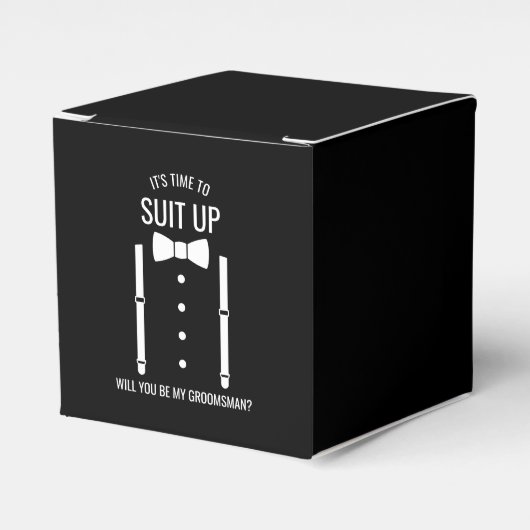 Zwarte Wedding Bow Stropdas Groomsman Voorstel Bedankdoosjes (Voorkant Zijde)