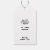 Zwarte Wedding Bow Stropdas Groomsman Voorstel Cadeaulabel (Achterkant)