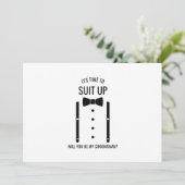 Zwarte Wedding Bow Stropdas Groomsman Voorstel Kaart (Staand voorkant)