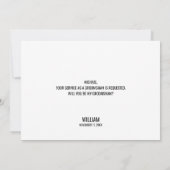 Zwarte Wedding Bow Stropdas Groomsman Voorstel Kaart (Achterkant)