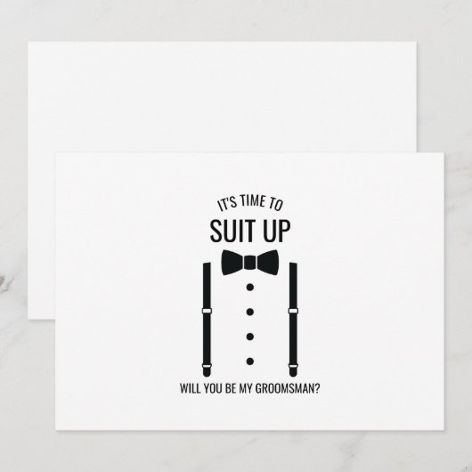 Zwarte Wedding Bow Stropdas Groomsman Voorstel Kaart (Voorkant / Achterkant)