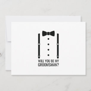 Zwarte Wedding Bow Stropdas Groomsman Voorstel Kaart