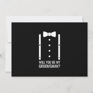 Zwarte Wedding Bow Stropdas Groomsman Voorstel Kaart