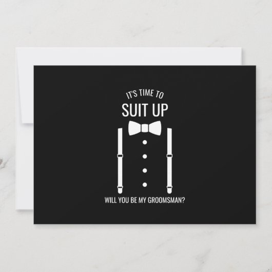 Zwarte Wedding Bow Stropdas Groomsman Voorstel Kaart (Voorkant)