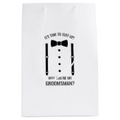 Zwarte Wedding Bow Stropdas Groomsman Voorstel Medium Cadeauzakje (Voorkant)