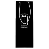 Zwarte Wedding Bow Stropdas Groomsman Voorstel Wijn Cadeautas (Voorkant)