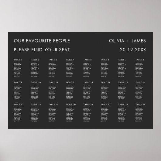 Zwarte Wedding Zitting Grafiek Sjabloon Poster (Voorkant)