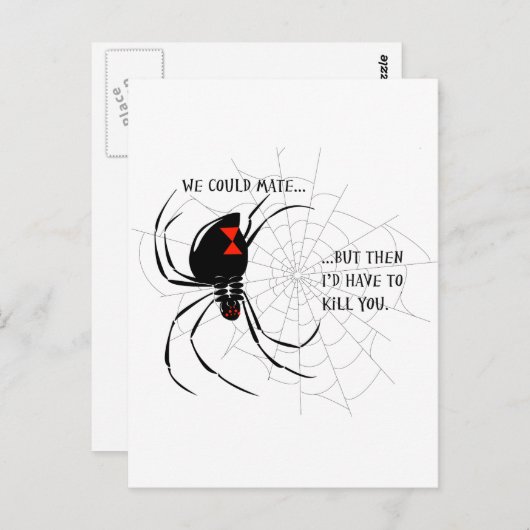 Zwarte weduwe briefkaart (Voorkant / Achterkant)