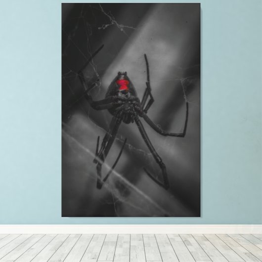 Zwarte weduwe canvas afdruk (Insitu (Houten vloer))