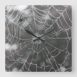 Zwarte weduwe in spider Web | Halloween Vierkante Klok