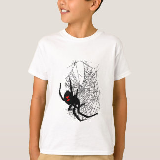 zwarte weduwe op spinweb t-shirt