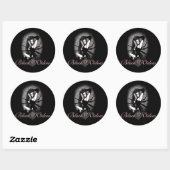 Zwarte weduwe ronde sticker (Vel)