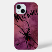Zwarte weduwe Spider Gothic Halloween Monogram Case-Mate iPhone Case (Achterkant)
