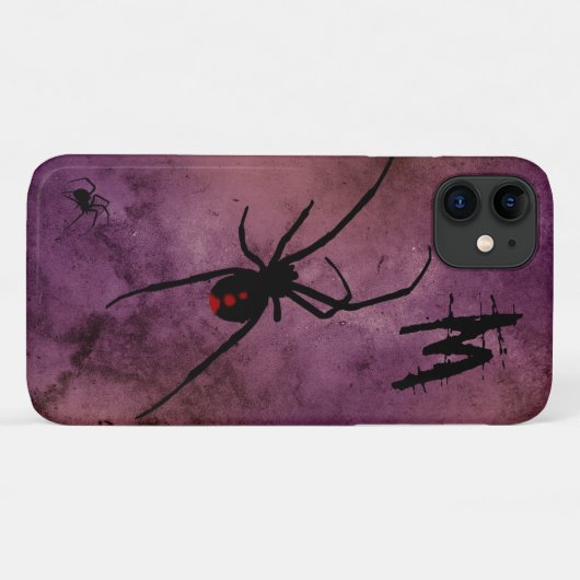 Zwarte weduwe Spider Gothic Halloween Monogram Case-Mate iPhone Case (Achterkant (horizontaal))