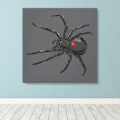 Zwarte Weduwe Spider Originele Tekenkunst Canvas Afdruk (Insitu (Houten vloer))