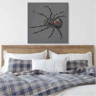 Zwarte Weduwe Spider Originele Tekenkunst Canvas Afdruk