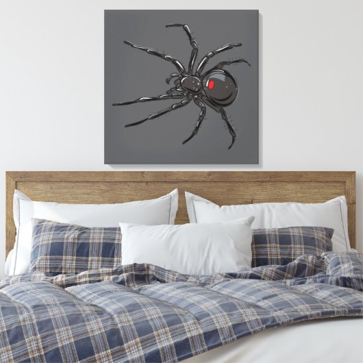 Zwarte Weduwe Spider Originele Tekenkunst Canvas Afdruk (Insitu (Slaapkamer))